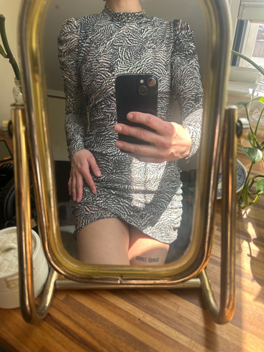 Indie Sleaze Ruched BodyCon Asymmetrical Animal Print Mini Dress
